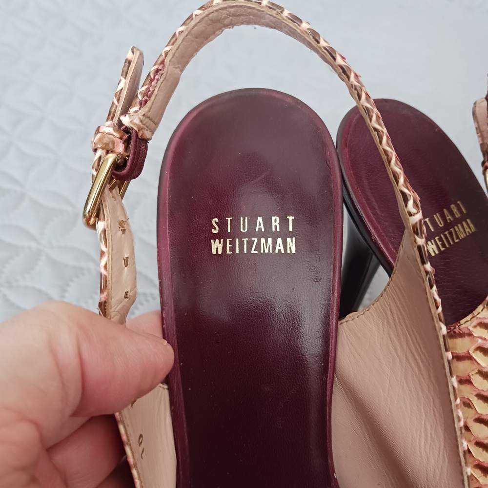 Stuart Weitzman Multi Color Embossed Leather Heel… - image 8